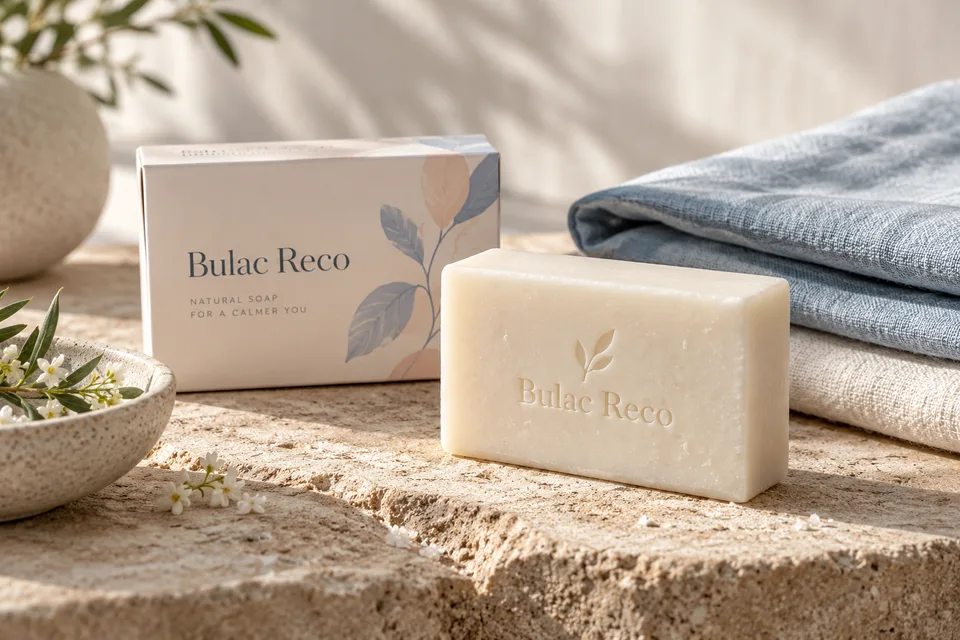 Linen Cleansing Bar collection concept in soft natural light